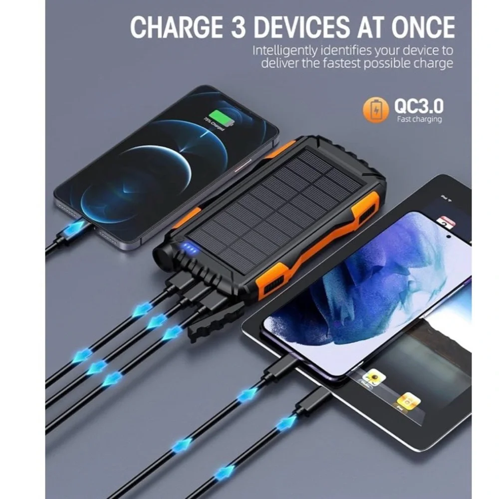 NWT Portable Solar Power Bank - Black and Orange